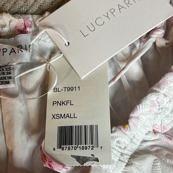 Lucy Paris eyelet pink floral print blouse - Picture 8 of 12